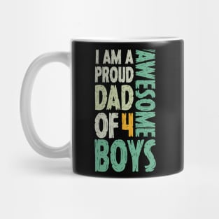 Dad of 4 Boys Funny Fathers Day Gift Mug